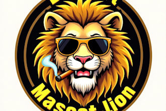 design high quality lion smoking mascot logo for your business