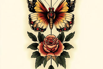create a traditional or old school style tattoo design