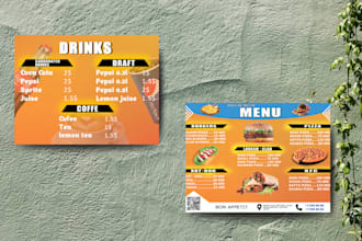 create professional and modern food menu designs