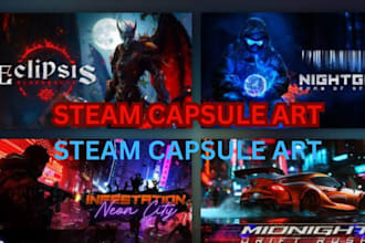 do steam capsule design game ui poster game  poster video game marketing banner