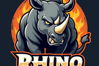 design high quality angry rhino mascot logo with unlimited revision
