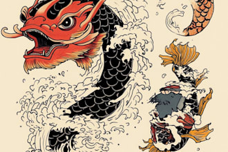 custom drawing your traditional japanese tattoo design