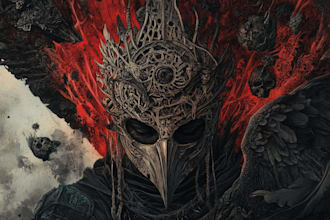 draw detailed dark art illustration metal album cover