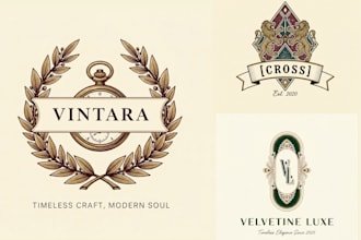 make a classic, elegant logo in vintage and retro style