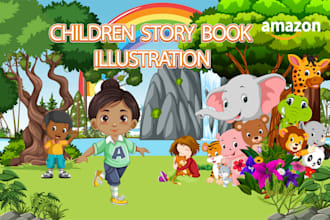 design  children story book illustration and children story book illustration