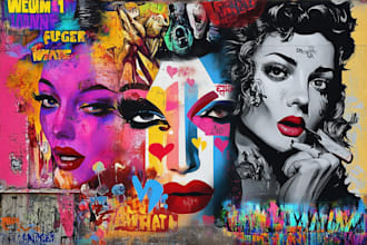 create graffiti pop art canvas designs and murals