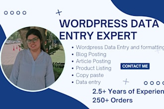 do wordpress data entry, product listing, copy paste job