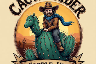 design high quality vintage cowboy cactus logo with fastest delivery