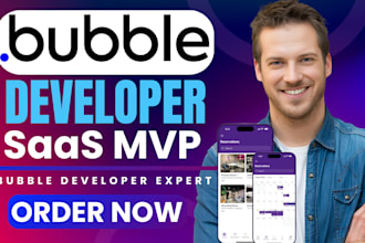 bubble io app, responsive website, saas, mvp, nocode web app