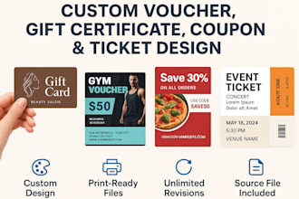 design voucher, gift certificate, coupons, postcard and ticket for you