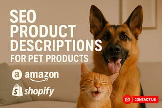 create pet product descriptions for amazon and shopify