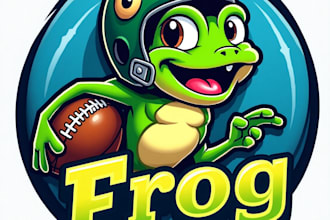 design high quality football frog mascot logo with fastest delivery