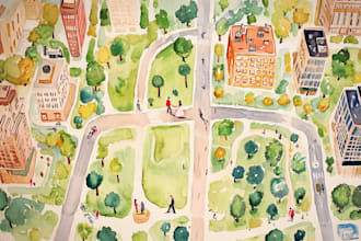 do custom watercolor wedding map