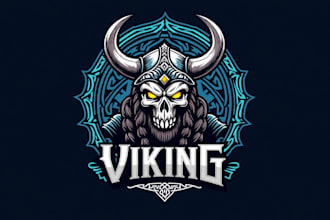 design creative skull viking mascot logo for you with express delivery