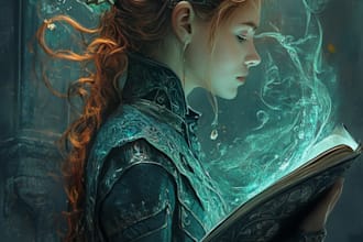 draw fantasy illustration book cover for you