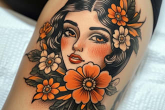 draw custom american traditional tattoo design