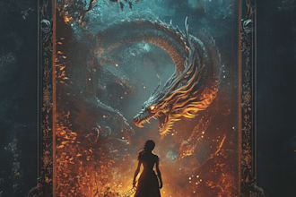 create book cover design, fantasy book cover illustration in my style