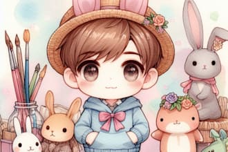 draw you a cute watercolor chibi character