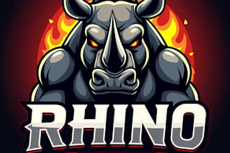 design high quality angry rhino mascot logo for your business