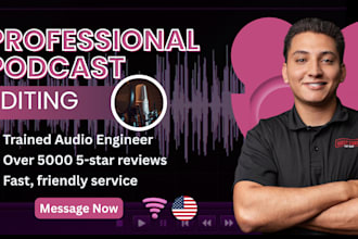 professionally edit, produce, equalize and remove noise from your podcast audio