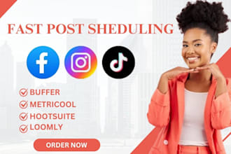 schedule social media post using buffer, hootsuite, later,loomly