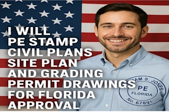 pe stamp civil plans site plan and grading permit drawings for florida approval