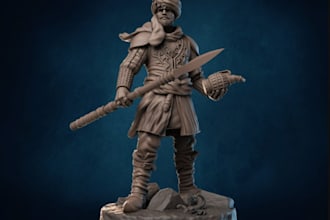 do 3d character warrior miniature, warhammer 40k minis,tabletop dnd for 3d print