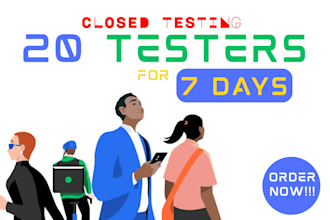 provide 20 testers 12 app testers for closed beta testing on google play console