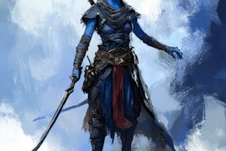 paint dnd art, fantasy character for dnd party