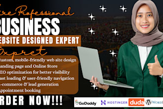 build hostinger wordpress duda godaddy business website, landing page redesign