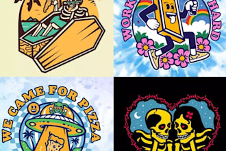 do custom logo, skull dark art or cartoon, for t shirt streetwear, skateboard