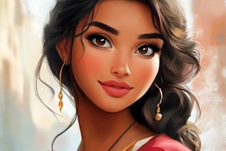 draw you a beautiful portrait in disney cartoon