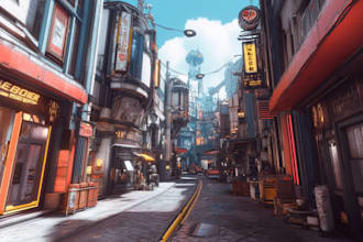 make a cyberpunk futuristic city art illustration