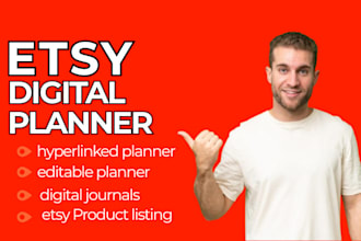 do etsy digital planner, hyperlinked planner, etsy seo, journals, etsy sales