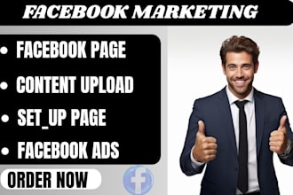 set up and create professional facebook business  page content upload ads setup