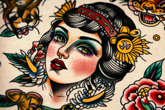 custom drawing your traditional or old school tattoo design