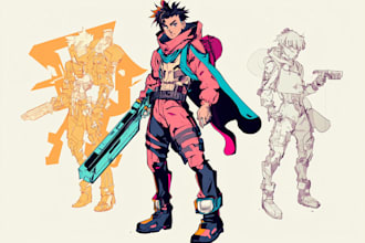 draw cyberpunk pop art anime characters