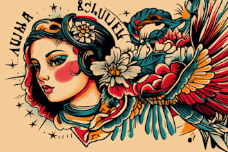 create amazing traditional or old school tattoo style design
