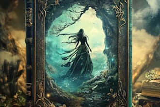 do fantasy book cover design, thriller book cover in my style