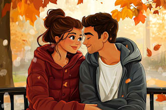 drawing a cartoon disney couple portrait