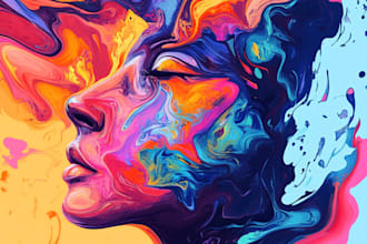 create abstract or watercolor canvas wall art in my style