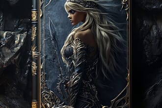 create fantasy book cover, thriller book cover design in my style
