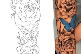 draw minimalist tattoo design in my art style