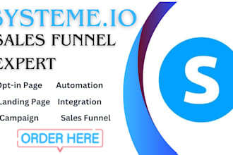 setup systeme io sales funnel, funnelish landing page,