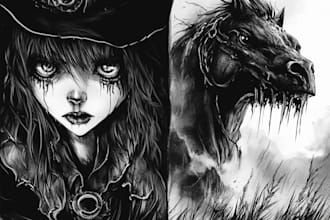 draw awesome halloween horror face portrait or avatar