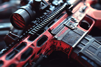 make a 3d weapon illustration for gaming