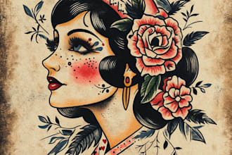 create old school or traditional tattoo style design
