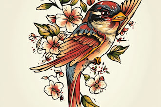 draw custom american traditional tattoo design for you