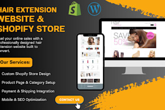 design hair extension website, wig website, hair extension shopify store