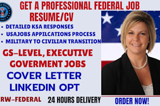 write your ksa resume, federal executive cv, cover letter and optimize linkedin
